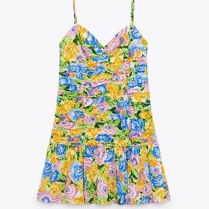 Printed Dress with Draping - Zara